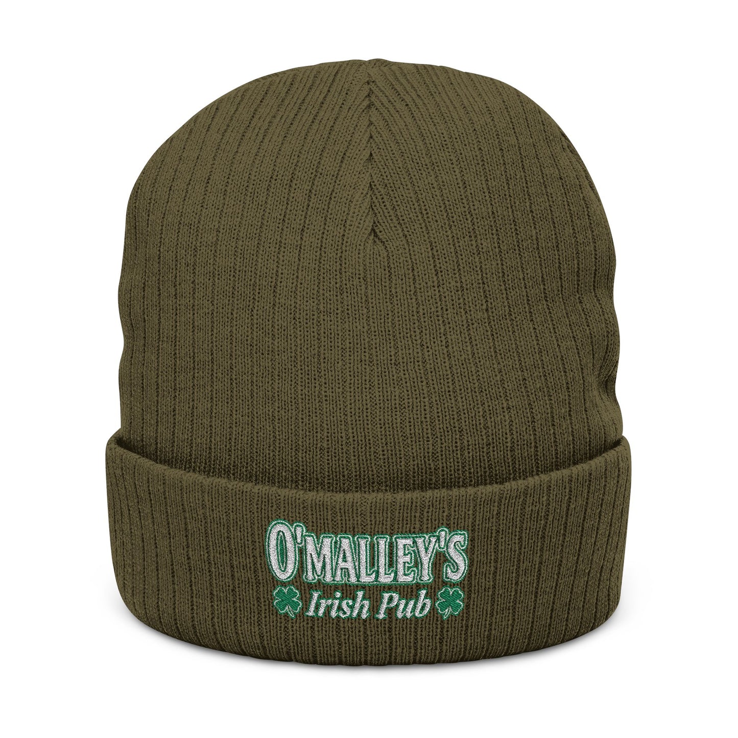 Embroidered Ribbed Beanie - O'Malley’s Irish Pub Logo