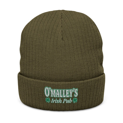 Embroidered Ribbed Beanie - O'Malley’s Irish Pub Logo