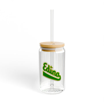 Edina Stylish Sipper Glass - 16oz with Eco-Friendly Lid and Straw