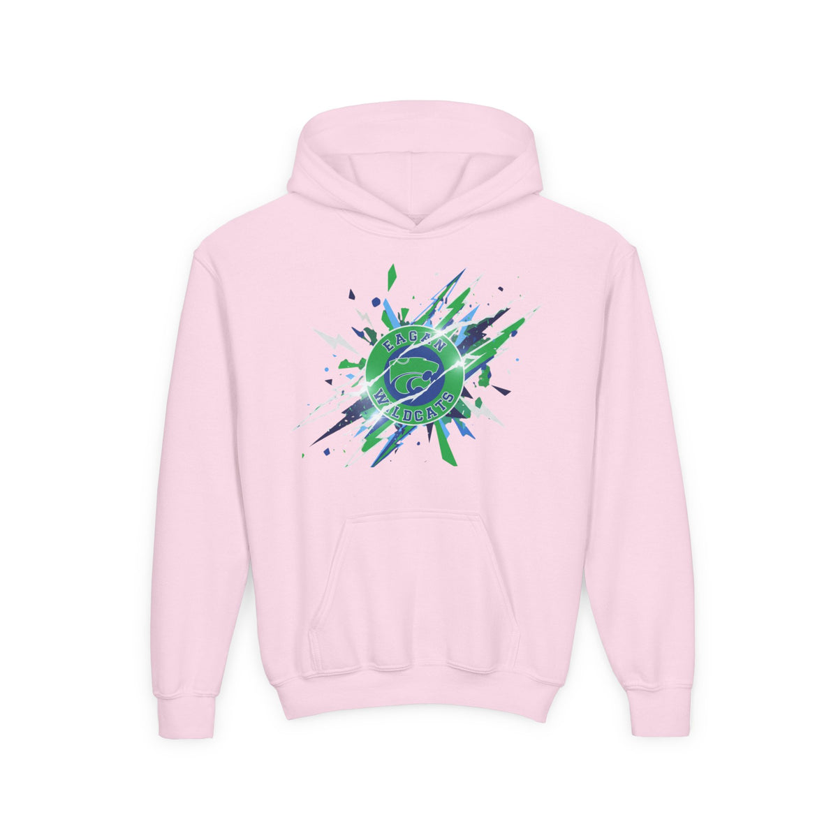 Eagan Wildcats Youth Hoodie —  Green Splash Graphic