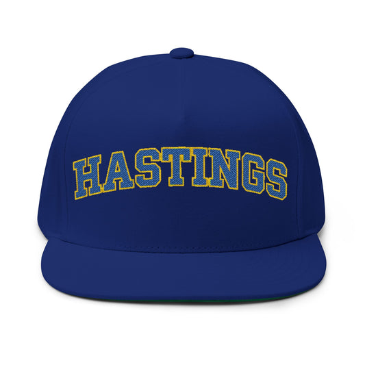 Hastings Raiders Embroidered Blue Text Flat Bill Cap — School Spirit Snapback