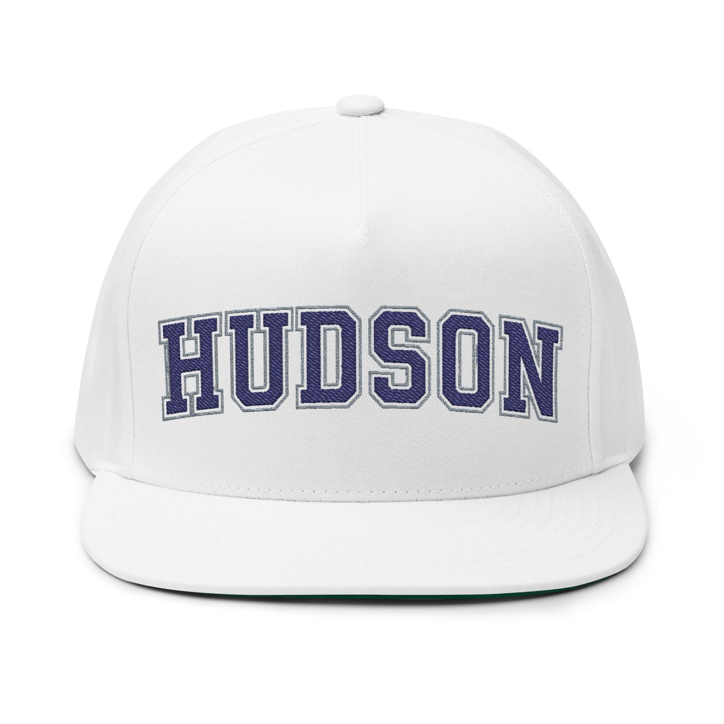 Hudson Raiders Embroidered Black Text Flat Bill Cap — School Spirit Snapback