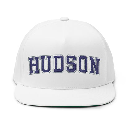 Hudson Raiders Embroidered Black Text Flat Bill Cap — School Spirit Snapback