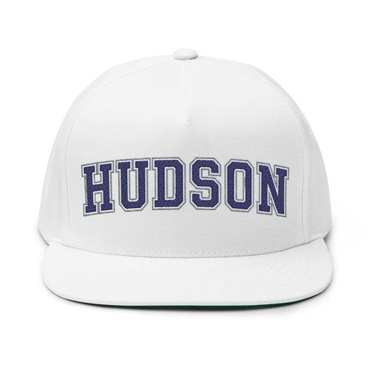 Hudson Raiders Embroidered Black Text Flat Bill Cap — School Spirit Snapback