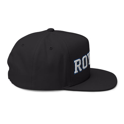 Woodbury Royals Embroidered White Text Flat Bill Cap — School Spirit Snapback