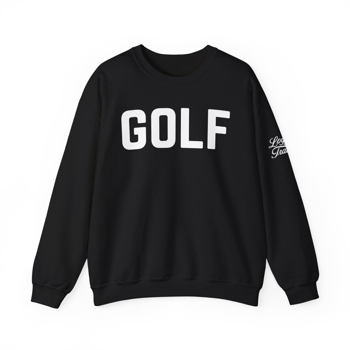 Embroidered Golf Crewneck Sweatshirt — Minimalist Bold Logo Pullover for Golfers