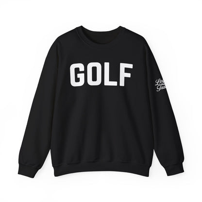 Embroidered Golf Crewneck Sweatshirt — Minimalist Bold Logo Pullover for Golfers