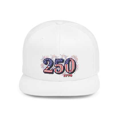 250th anniversary snapback hat featuring fireworks design celebrating America's 250th anniversary.