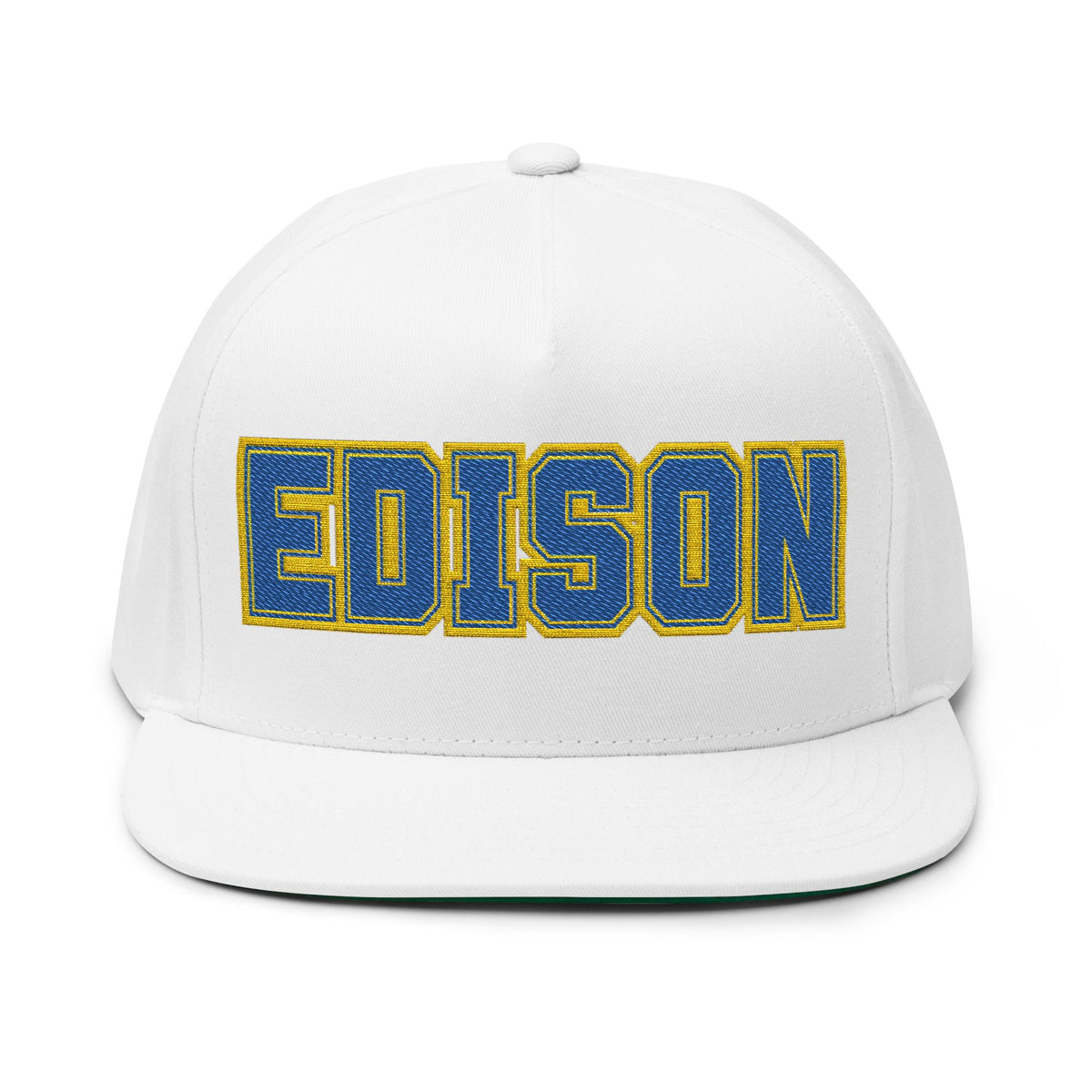 Minneapolis Edison Tommies Embroidered BlueText Flat Bill Cap — School Spirit Snapback