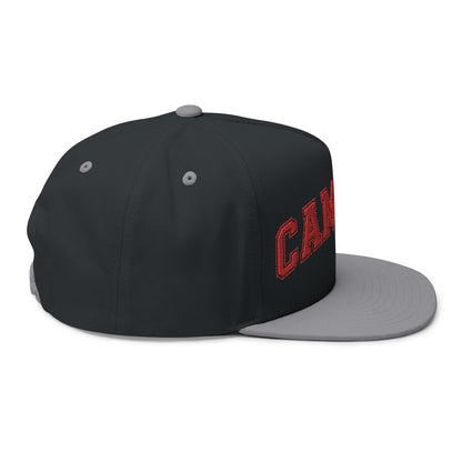 Minneapolis Camden Patriots Embroidered Red Text Flat Bill Cap — School Spirit Snapback