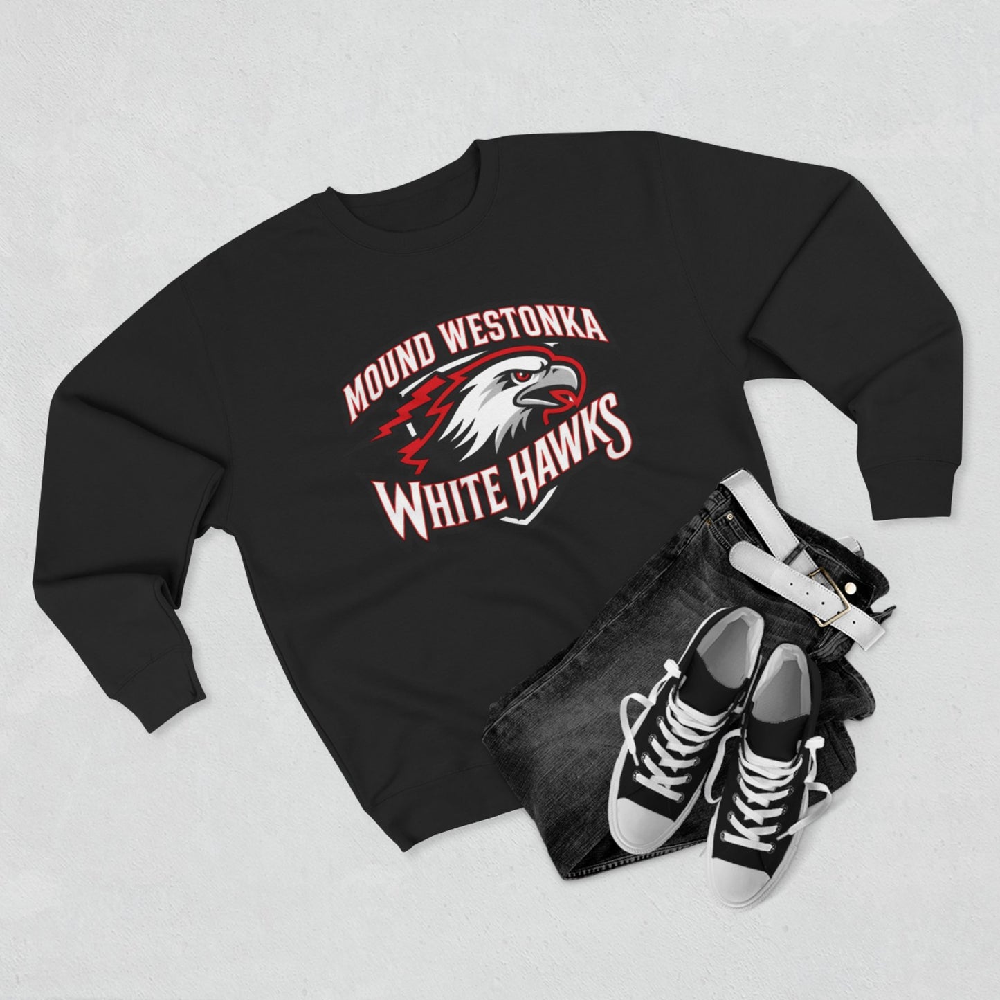 Mound Westonka White Hawks Unisex Crewneck Sweatshirt  - Cozy Everyday Wear