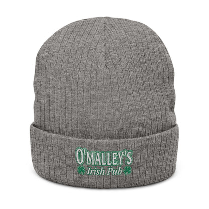 Embroidered Ribbed Beanie - O'Malley’s Irish Pub Logo