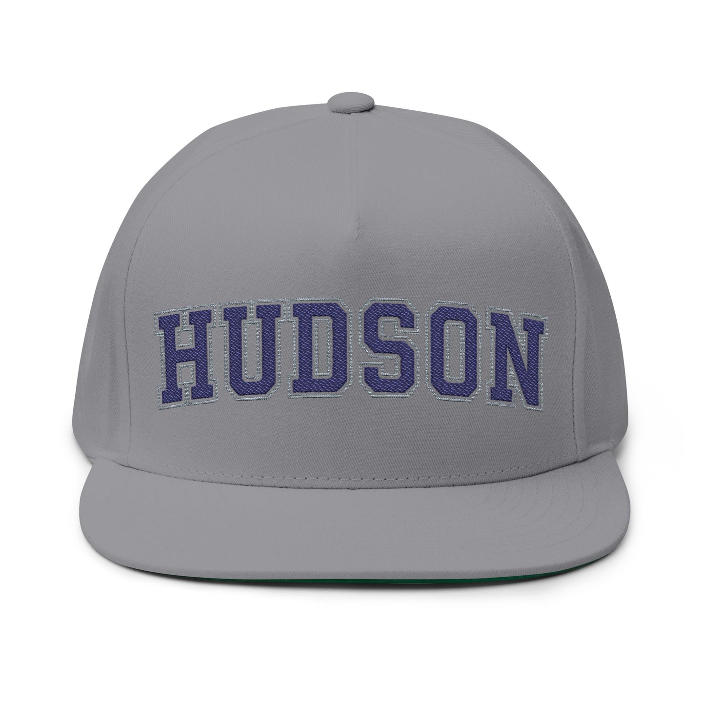 Hudson Raiders Embroidered Black Text Flat Bill Cap — School Spirit Snapback