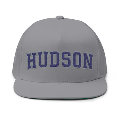 Hudson Raiders Embroidered Black Text Flat Bill Cap — School Spirit Snapback