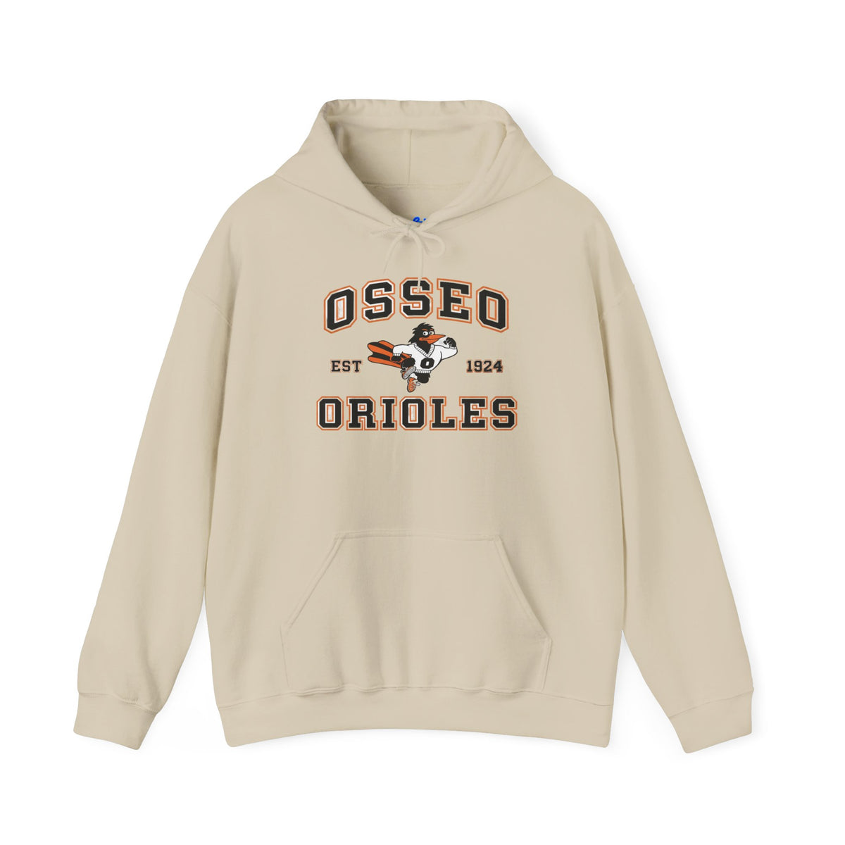 Osseo Orioles Hoodie — Vintage Mascot Logo "Est. 1924" School Spirit Pullover