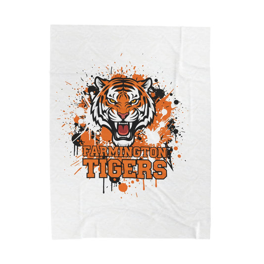 Farmington Tigers Cozy Velveteen Plush Blanket
