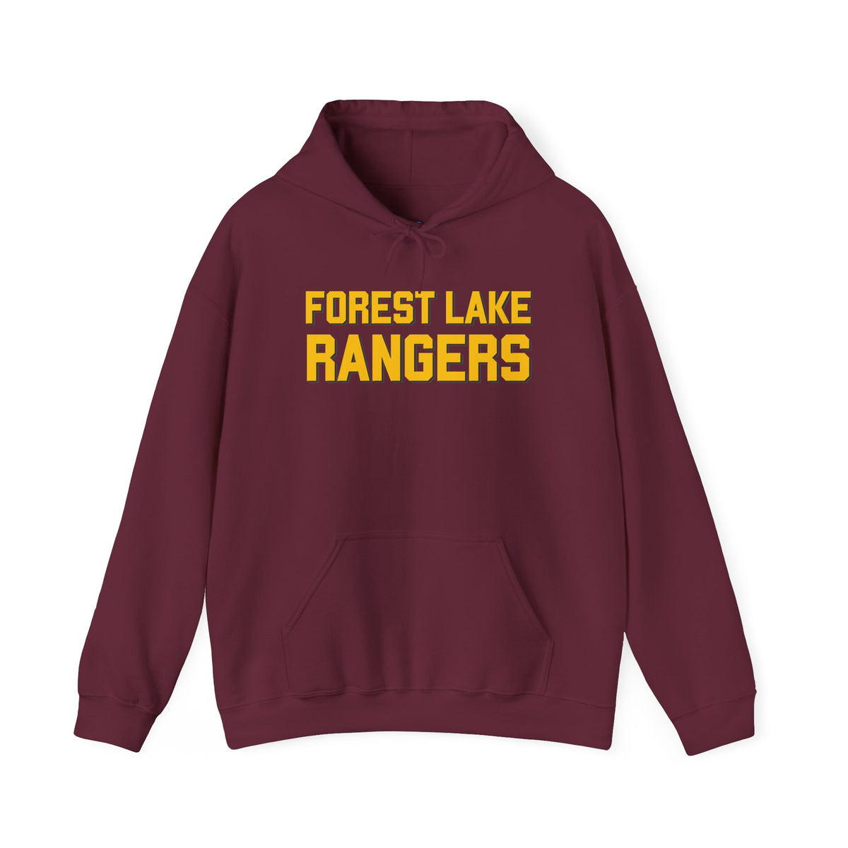 Forest Lake Rangers Hoodie — School Team Spirit Pullover (Front Text & Back Ranger Mascot)