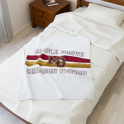 Maple Grove Crimson Nation Velveteen Plush Blanket