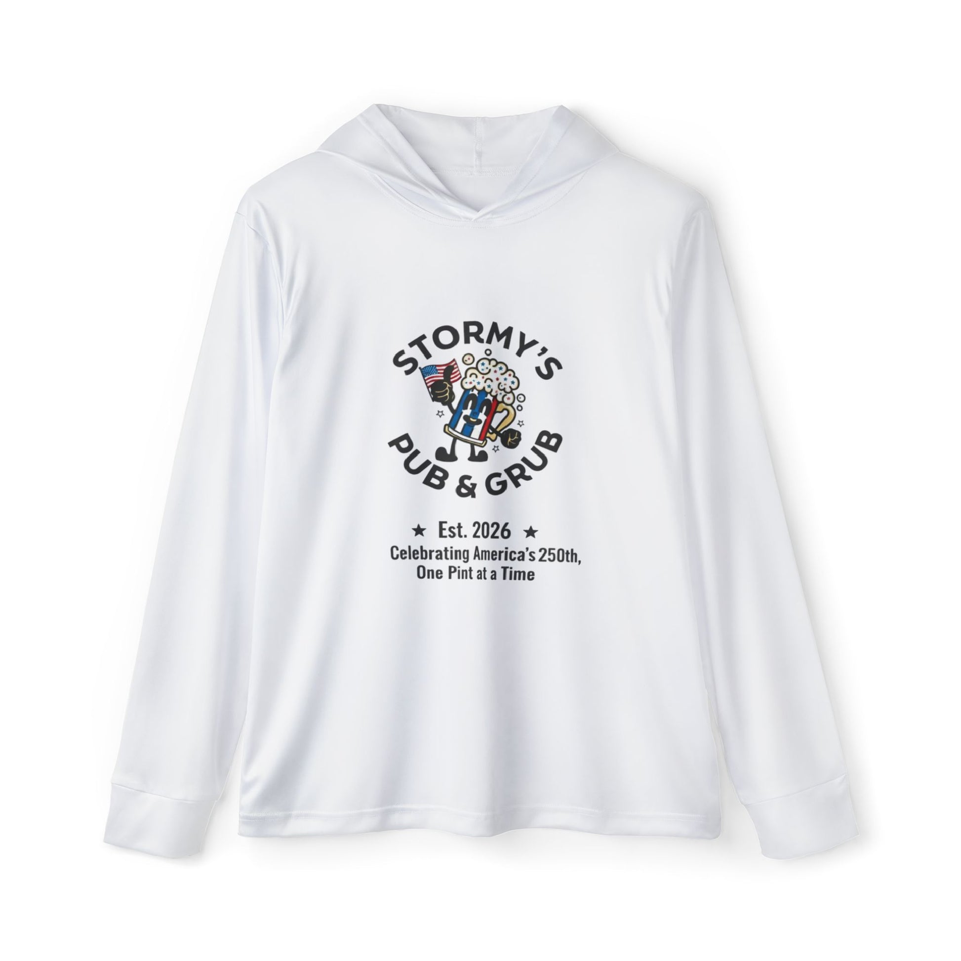 Lightweight Hoodie featuring Stormy's Pub & Grub logo, perfect for sports and casual wear.