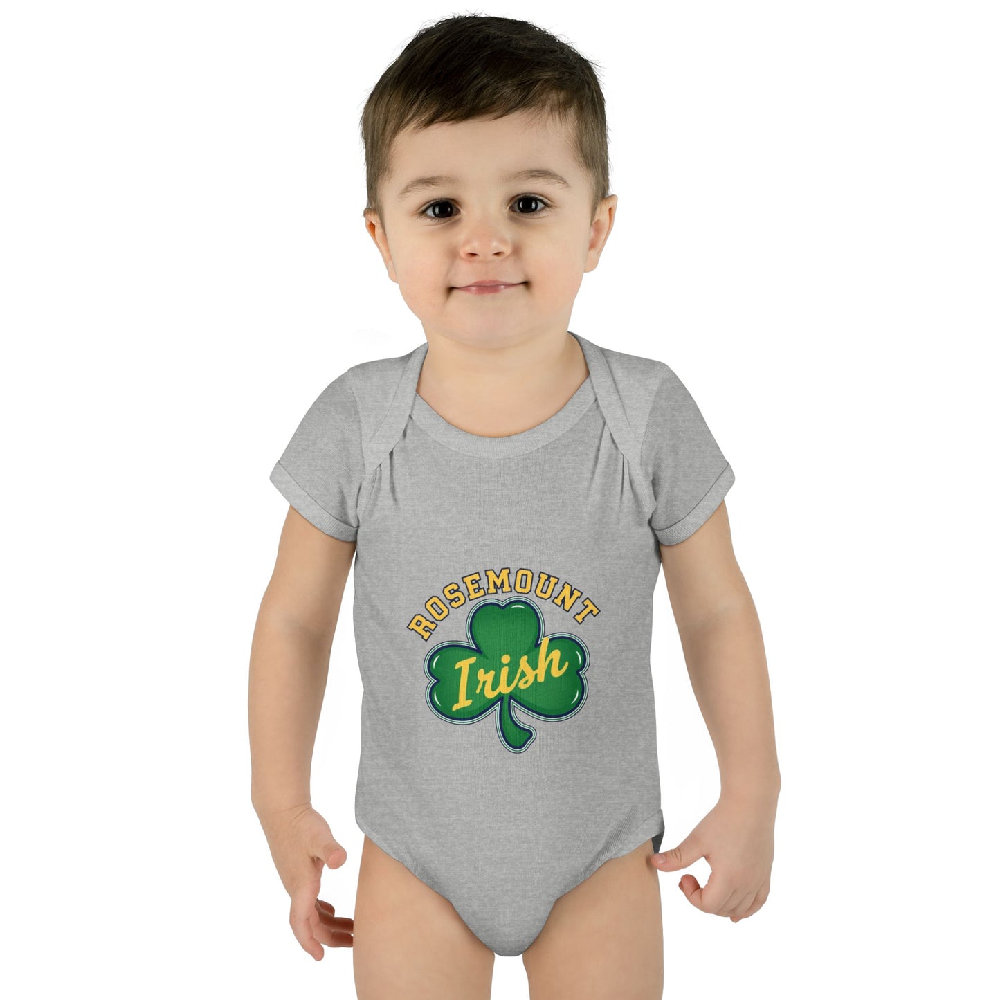 Rosemount Irish Clover Infant Bodysuit - Cute Baby Onesie with Green & Blue Graphic