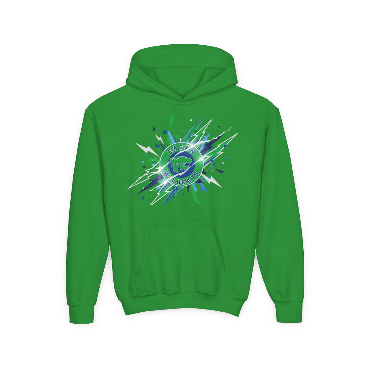 Eagan Wildcats Youth Hoodie —  Green Splash Graphic