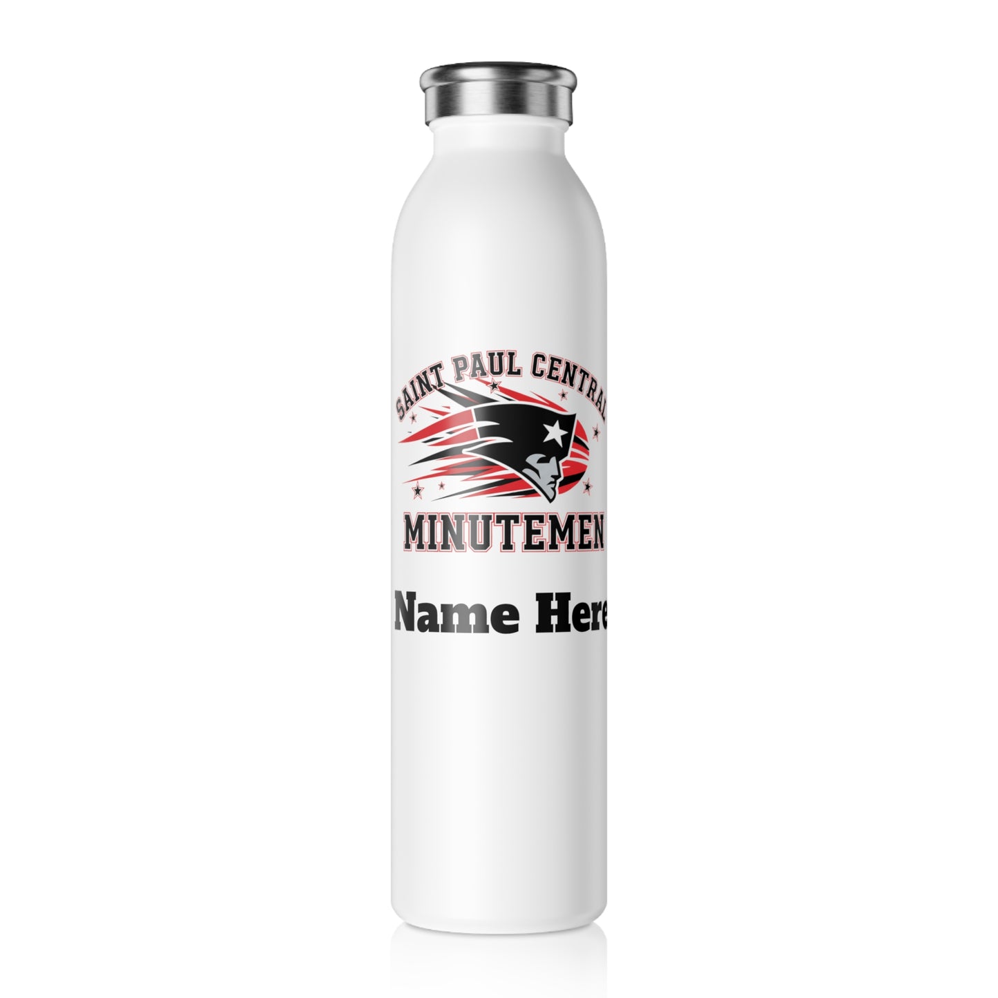 Saint Paul Central Minutemen Slim Water Bottle —  Stainless Insulated Bottle
