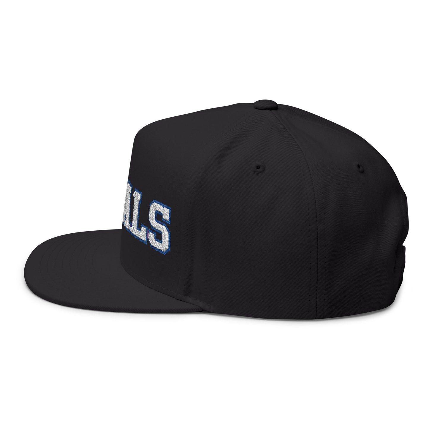 Woodbury Royals Embroidered White Text Flat Bill Cap — School Spirit Snapback