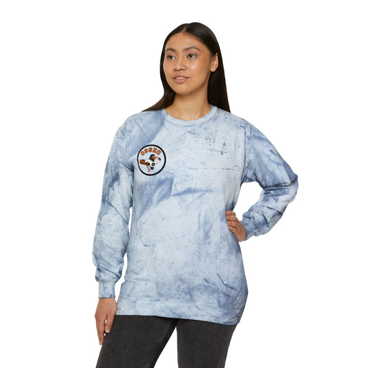 Osseo Orioles Color Blast Crewneck Sweatshirt for a Vibrant Vibe, Unisex Tie-Dye Fashion