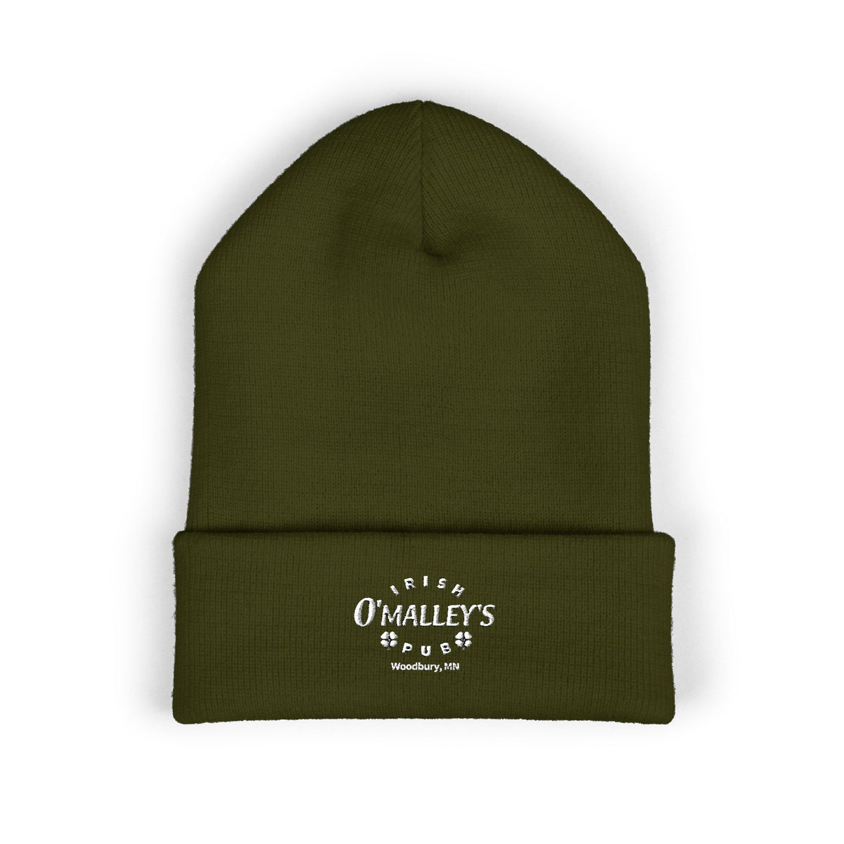 Embroidered 'O'Malley’s Irish Pub' Cuffed Beanie – St. Patrick’s Shamrock Winter Hat