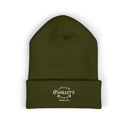 Embroidered 'O'Malley’s Irish Pub' Cuffed Beanie – St. Patrick’s Shamrock Winter Hat