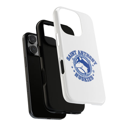 Saint Anthony Huskies Tough Phone Case — Protective White Phone Cover with Husky Logo