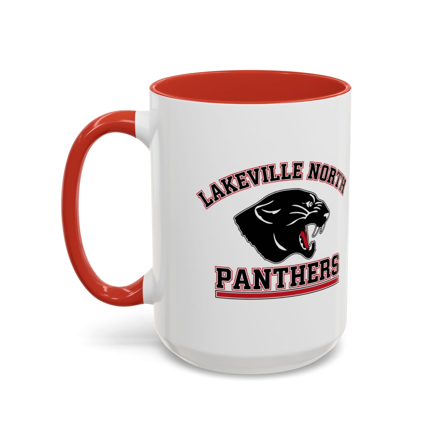 Lakeville North Panthers coffee mug with vibrant colors and a C-shaped handle for a comfy grip.