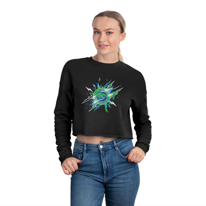 Eagan Wildcats Cropped Sweatshirt — Abstract Green Burst Graphic