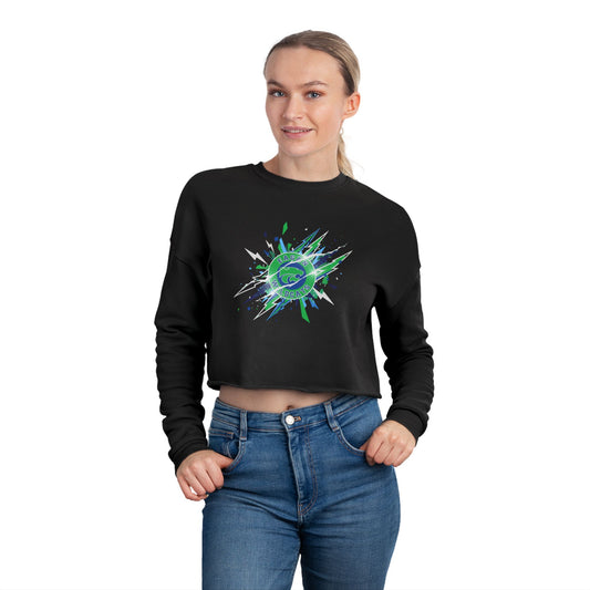 Eagan Wildcats Cropped Sweatshirt — Abstract Green Burst Graphic