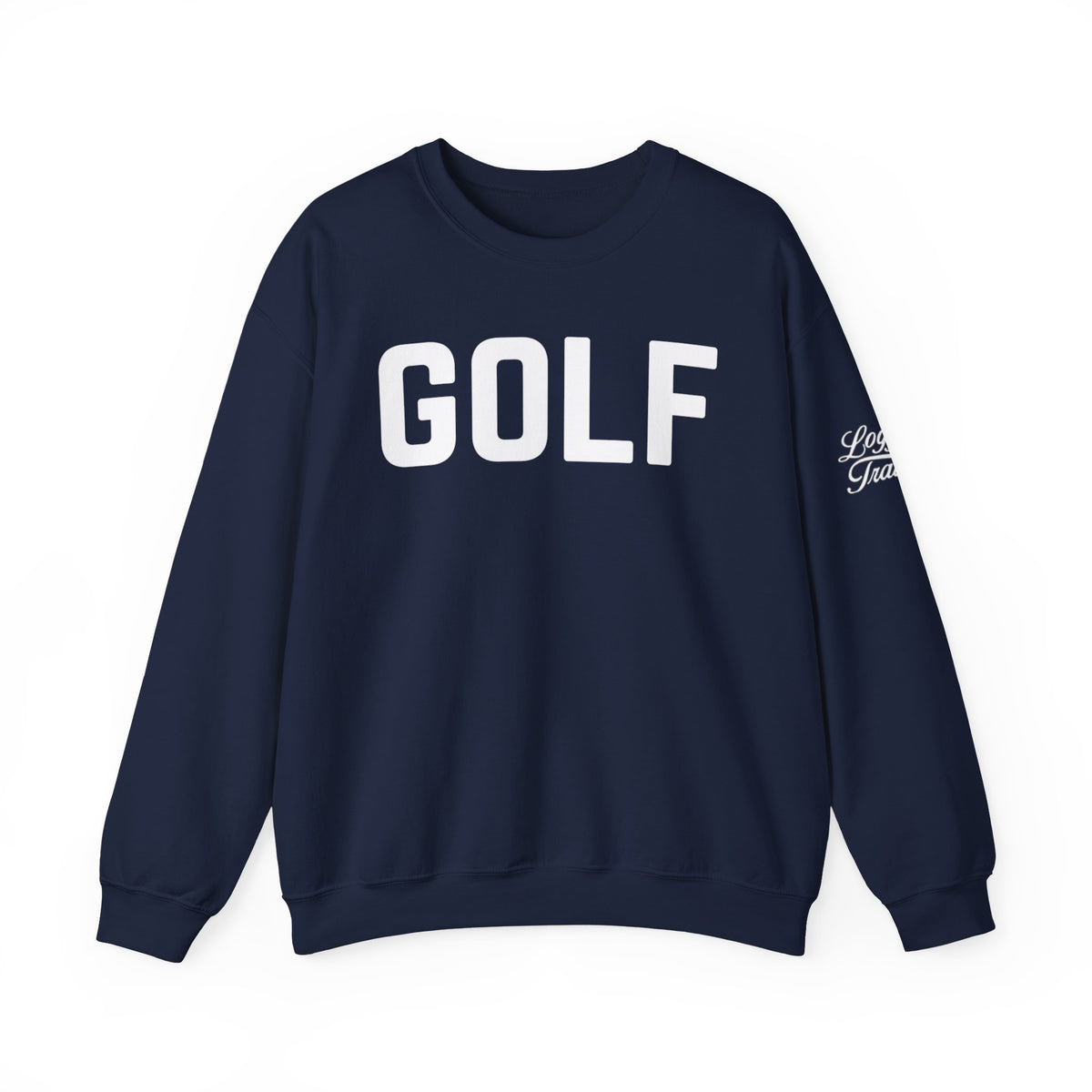 Embroidered Golf Crewneck Sweatshirt — Minimalist Bold Logo Pullover for Golfers