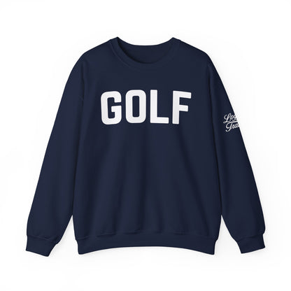 Embroidered Golf Crewneck Sweatshirt — Minimalist Bold Logo Pullover for Golfers