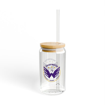 Washington Eagle Design Sipper Glass - 16oz Travel Mug with Straw