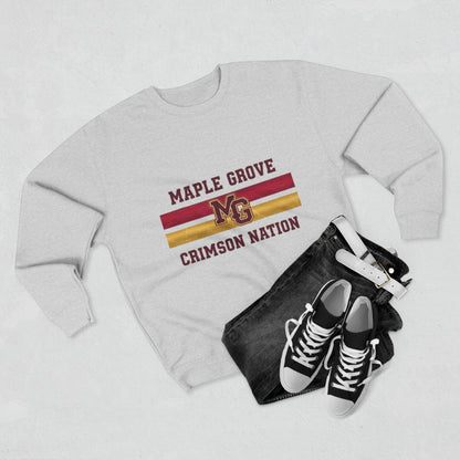 Unisex Crewneck Sweatshirt -Maple Grove Crimson Monogram Design for Casual Comfort