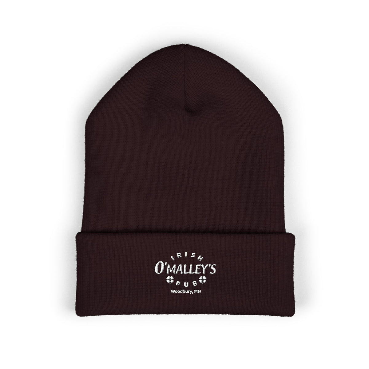 Embroidered 'O'Malley’s Irish Pub' Cuffed Beanie – St. Patrick’s Shamrock Winter Hat