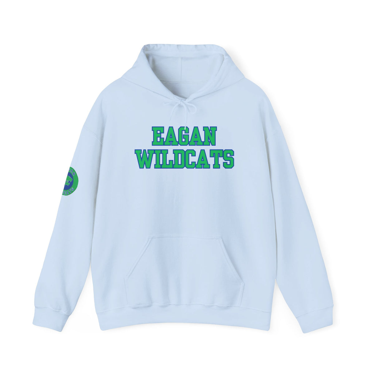 Eagan Wildcats Classic Green & Blue Text Hoodie