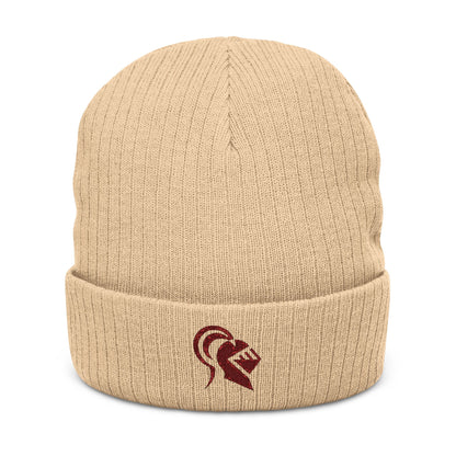 Embroidered Ribbed Knit Beanie - Stylish Winter Hat for Men and Women