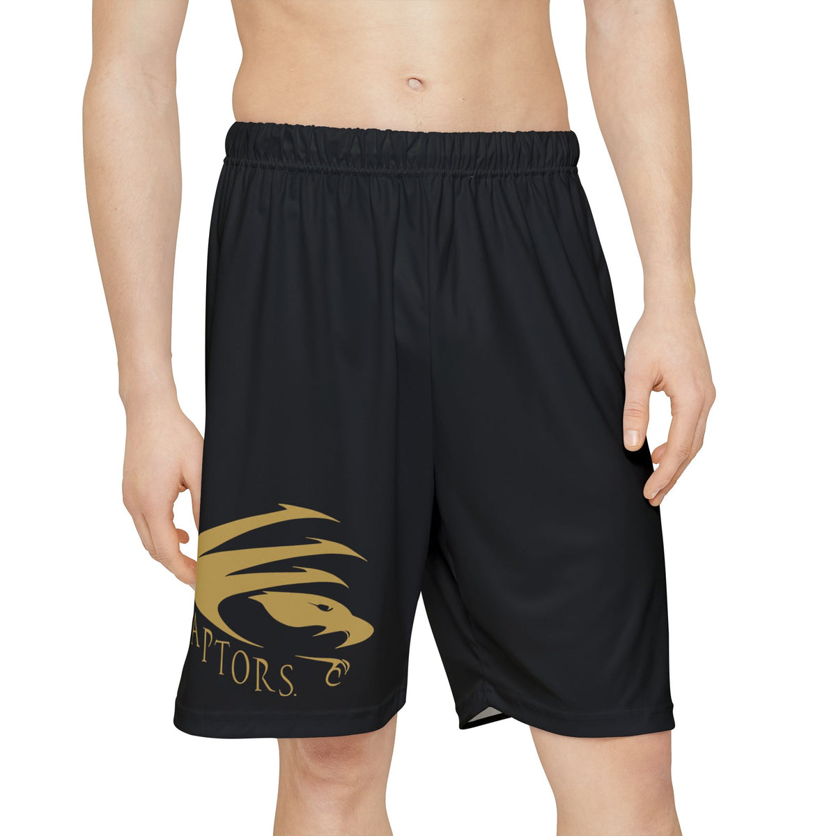 East Ridge Raptors Athletic Shorts — Black Performance Basketball Shorts with Gold Logo