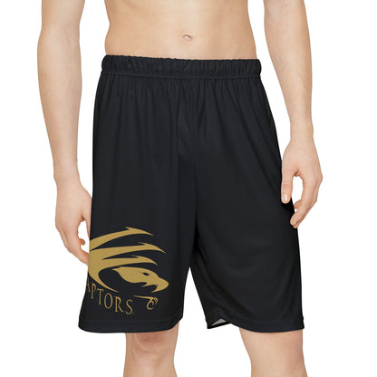 East Ridge Raptors Athletic Shorts — Black Performance Basketball Shorts with Gold Logo