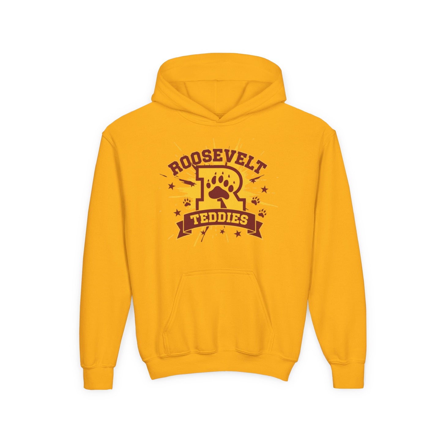 Minneapolis Roosevelt Teddies Youth Hooded Sweatshirt - School Spirit Wear with Bear Paw Print