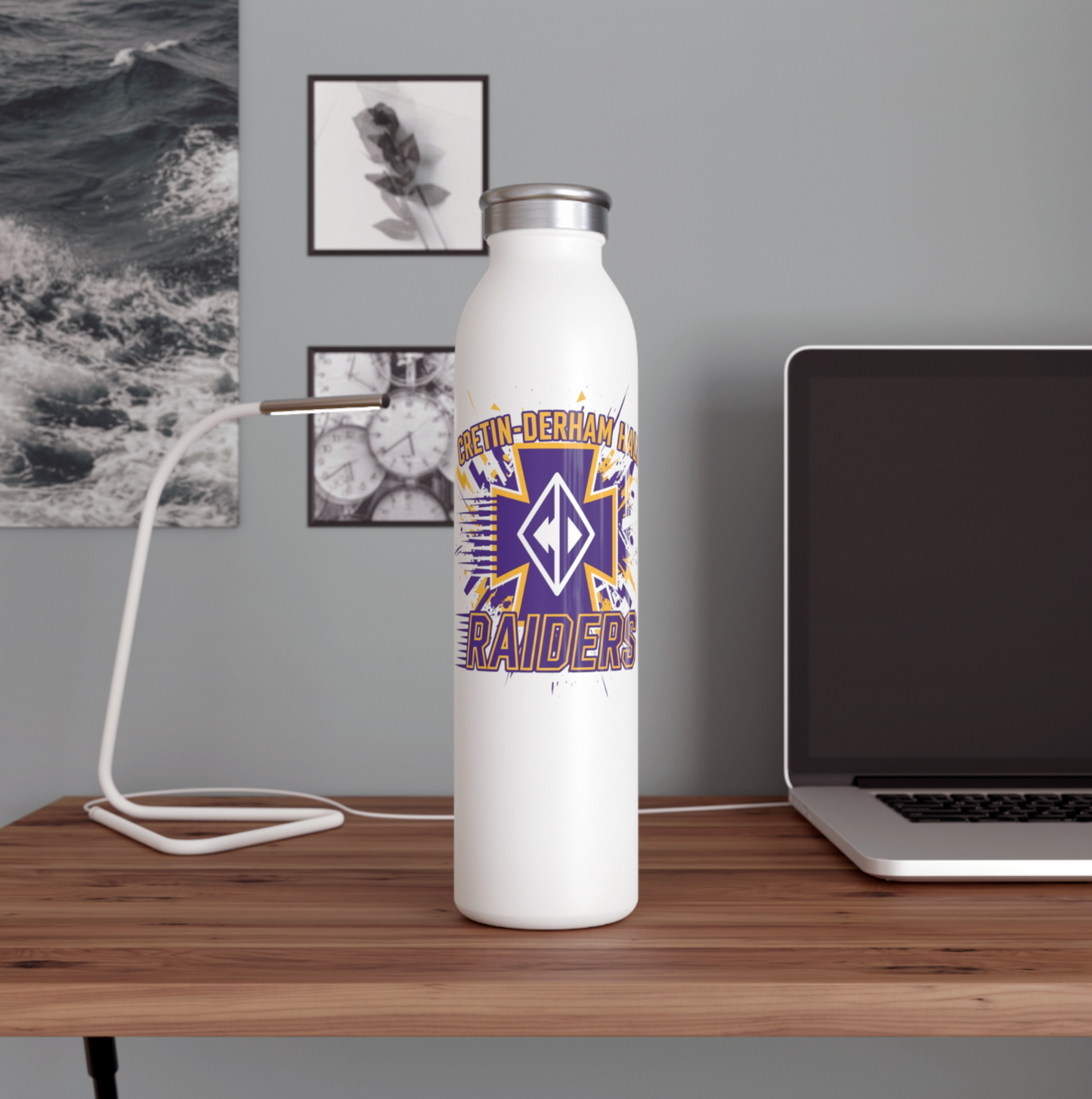 Cretin Derham Hall Slim Water Bottle —  Stainless Insulated Bottle - Personalization Option